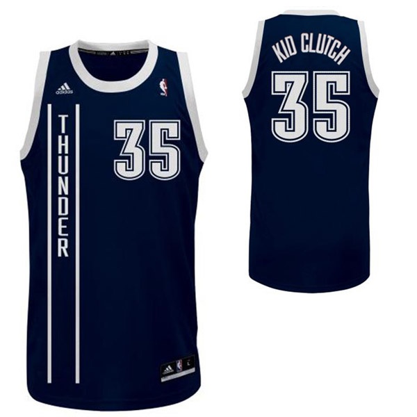 Men's  Thunder #35 Kevin Durant Nickname Kid Clutch Jersey